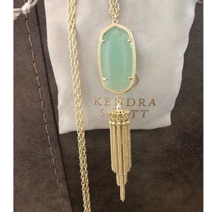 Kendra Scott Rayne Necklace gold/Chalcedony EUC